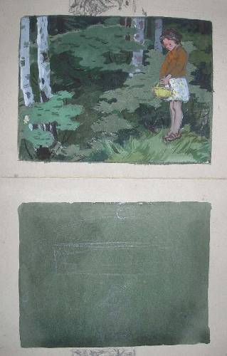 Иллюстрация к детской книжке "Как Маша в лесу дорогу искала", изд. "Детский Мир", 1960 г.