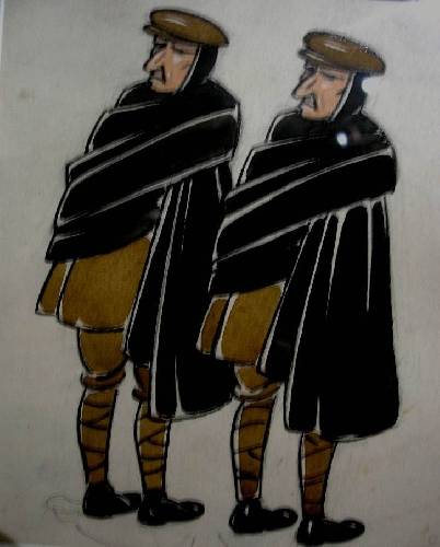 Бонди и Антиклеонов ( эскиз театральных костюмов для Театра интермедий Сорина ).